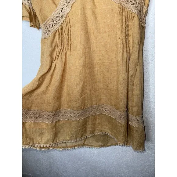 Princess Polly Boho Crochet Babydoll Dress Women Size 2 Darling Mustard Yellow R - Picture 7 of 11